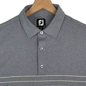 Footjoy Polo Mens Medium Gray Stripe Print ProDry Performance Stretch Golf Shirt